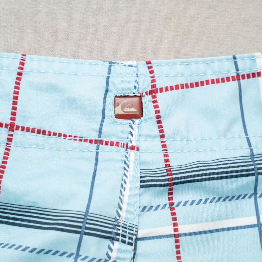 Vintage 90s Y2k Quicksilver Board Shorts‎ Plaid Blue Baggy Size M/L - Picture 9 of 11